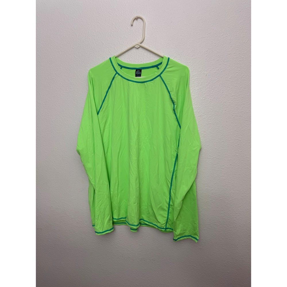 Hot Coals Mens XL Neon Green Rash Guard Long Sleeve Swim Shirt HC15M0101 Raglan